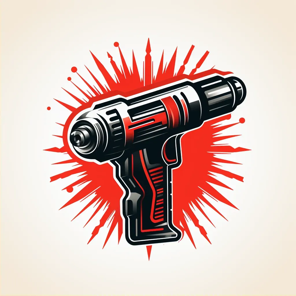 Bold and energetic logo design with drill icon in red and black colors - Image 2