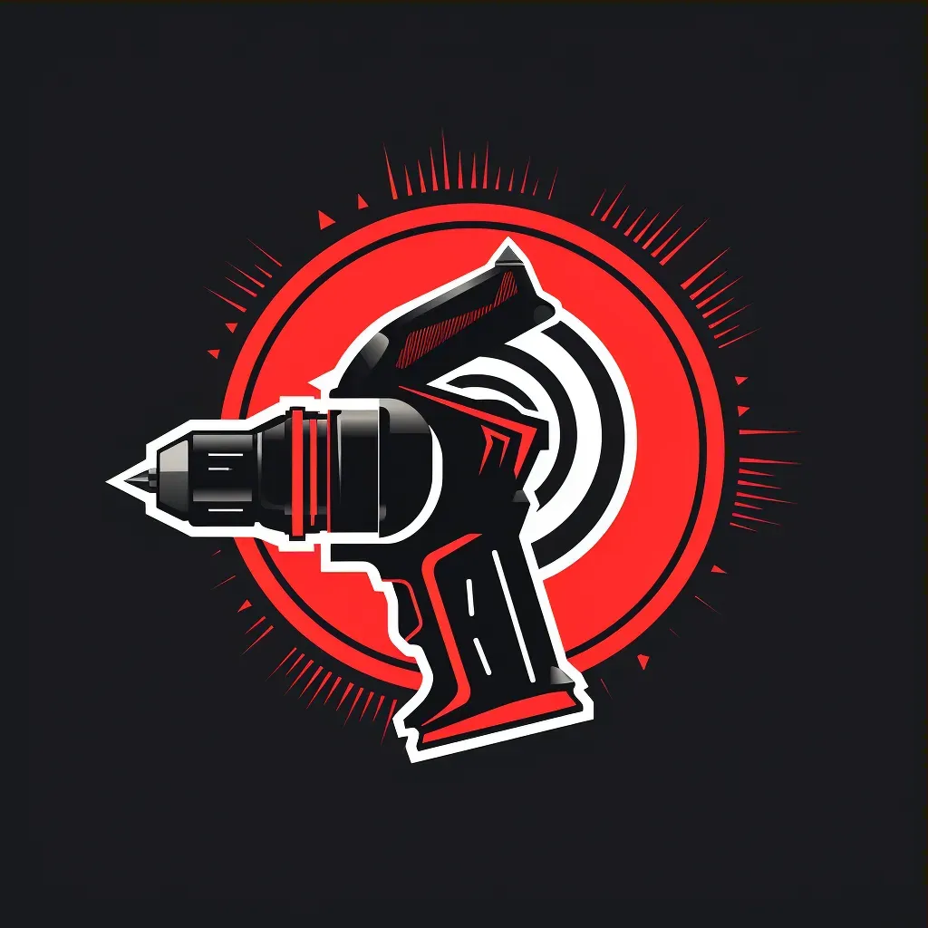 Bold and energetic logo design with drill icon in red and black colors - Image 3