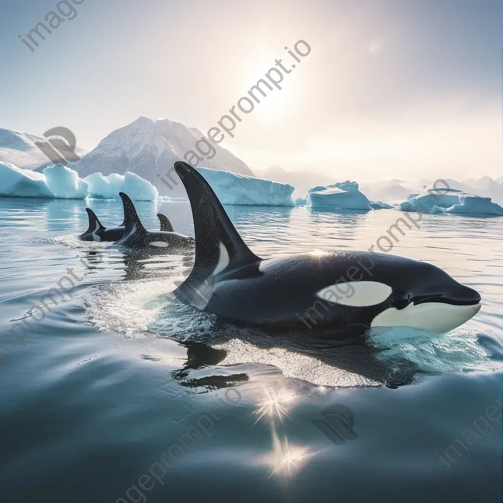 Orcas swimming in Arctic waters - Image 1