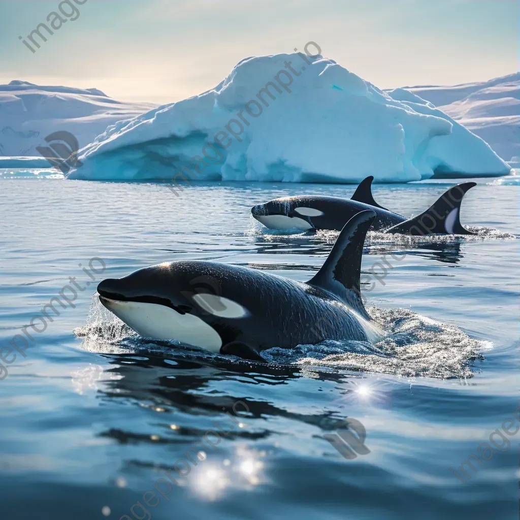 Orcas swimming in Arctic waters - Image 3