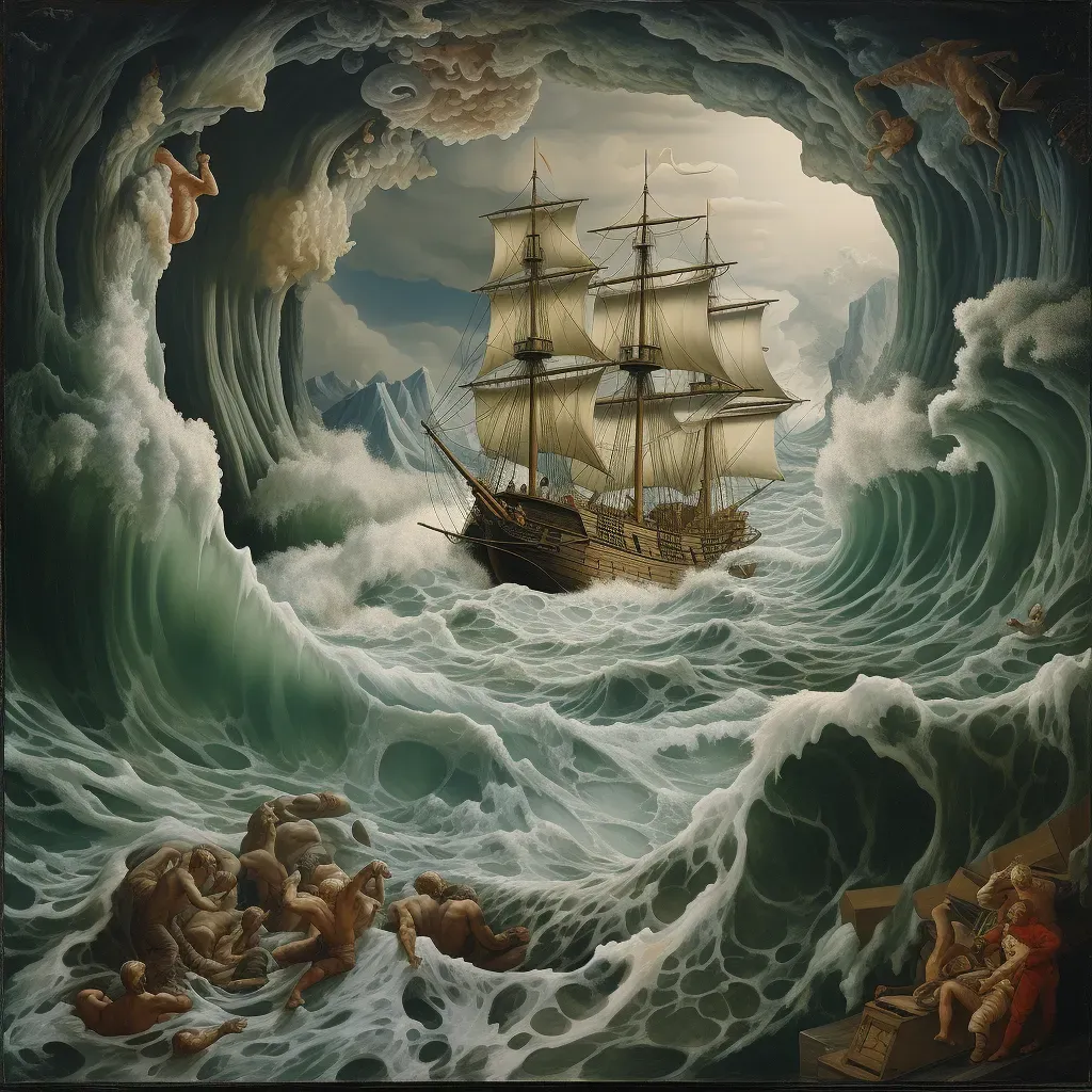 Image illustrating the epic journey of Odysseus navigating treacherous seas and mythical beings - Image 4