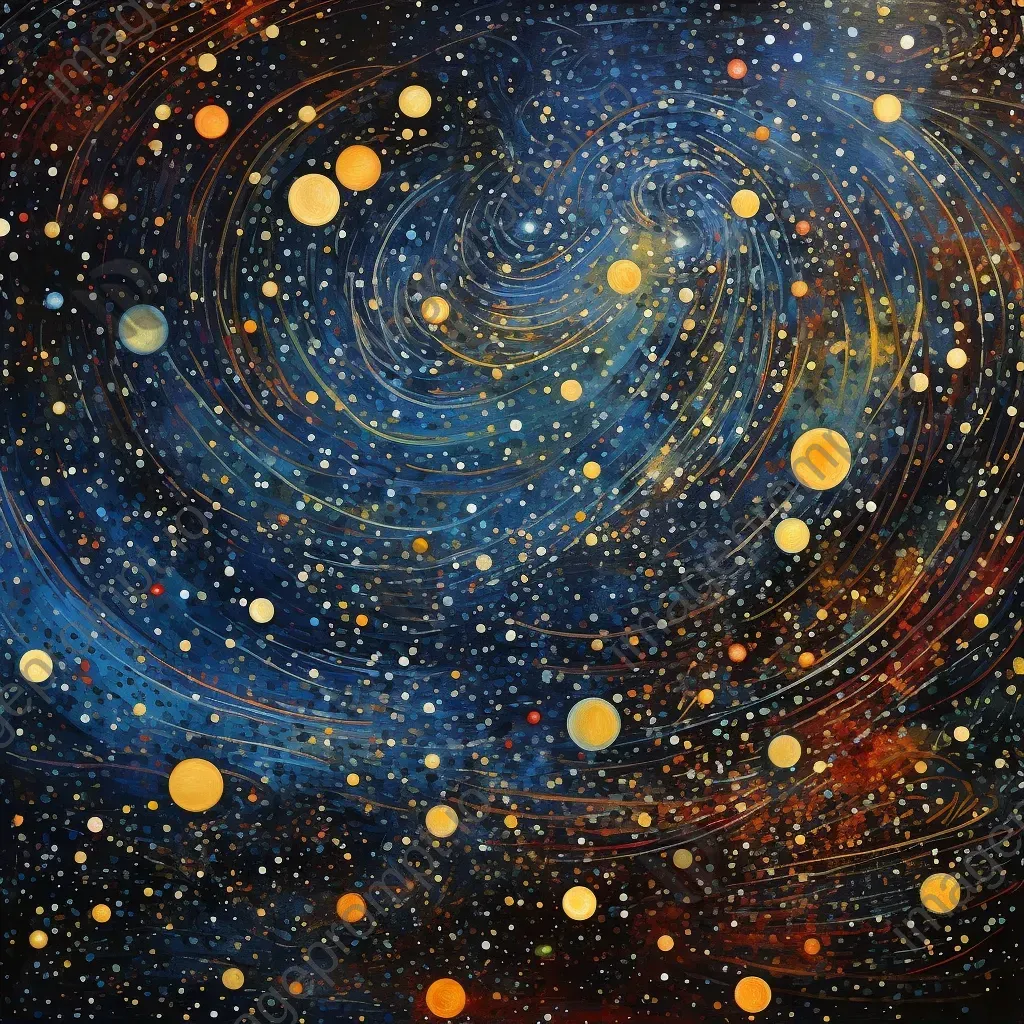 Distant galaxies captured through pointillism, forming intricate cosmic patterns - Image 1