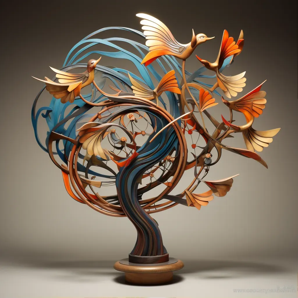 Kinetic wind sculpture mimicking bird movements - Image 1