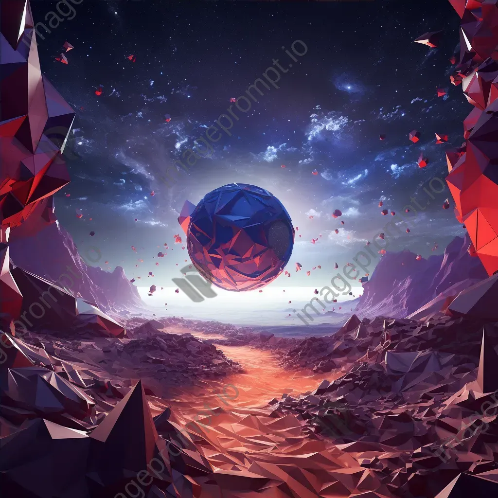 Low poly perspective from space featuring a planet and a swirling galaxy - Image 4