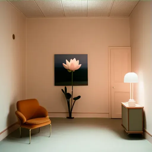 Peaceful meditation room with minimalist furniture and lotus flower - Image 3