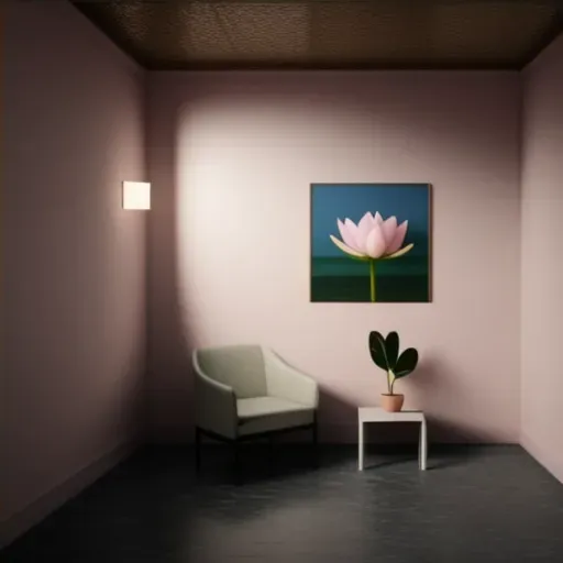 Peaceful meditation room with minimalist furniture and lotus flower - Image 4