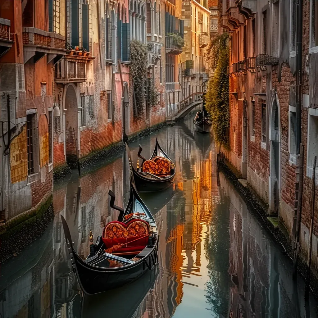 Venice canals with gondolas floating by historic buildings - Image 4