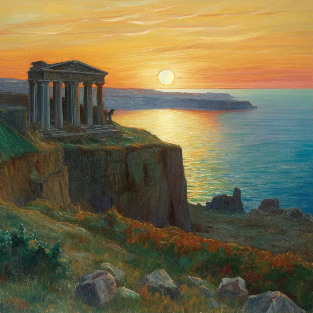 Ancient Greek Temple Overlooking the Mediterranean Sea - Image 1