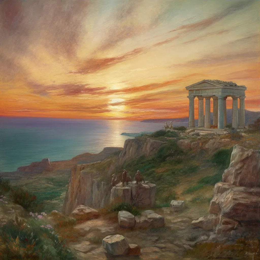 Ancient Greek Temple Overlooking the Mediterranean Sea