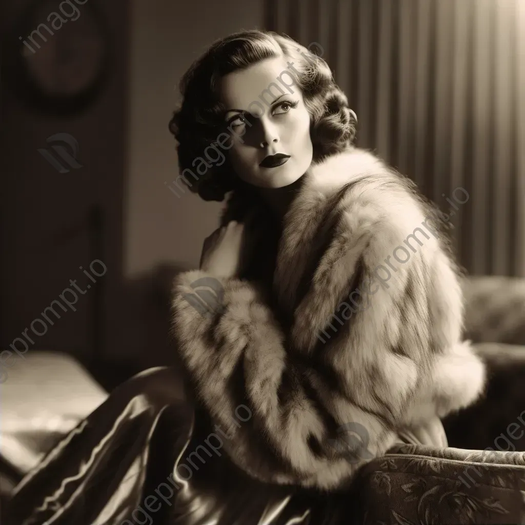 1930s hollywood fashion silk gowns and fur stoles - Image 2