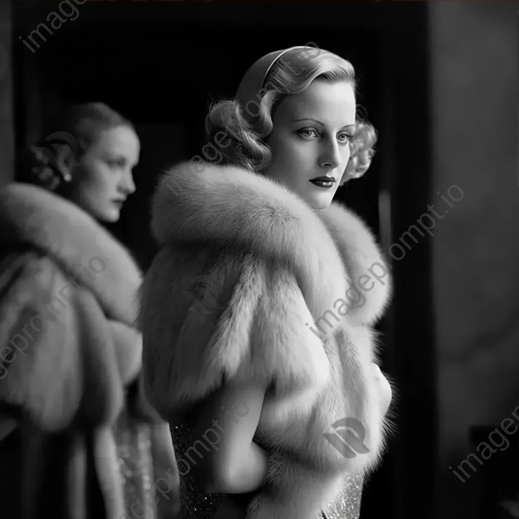 1930s hollywood fashion silk gowns and fur stoles - Image 3