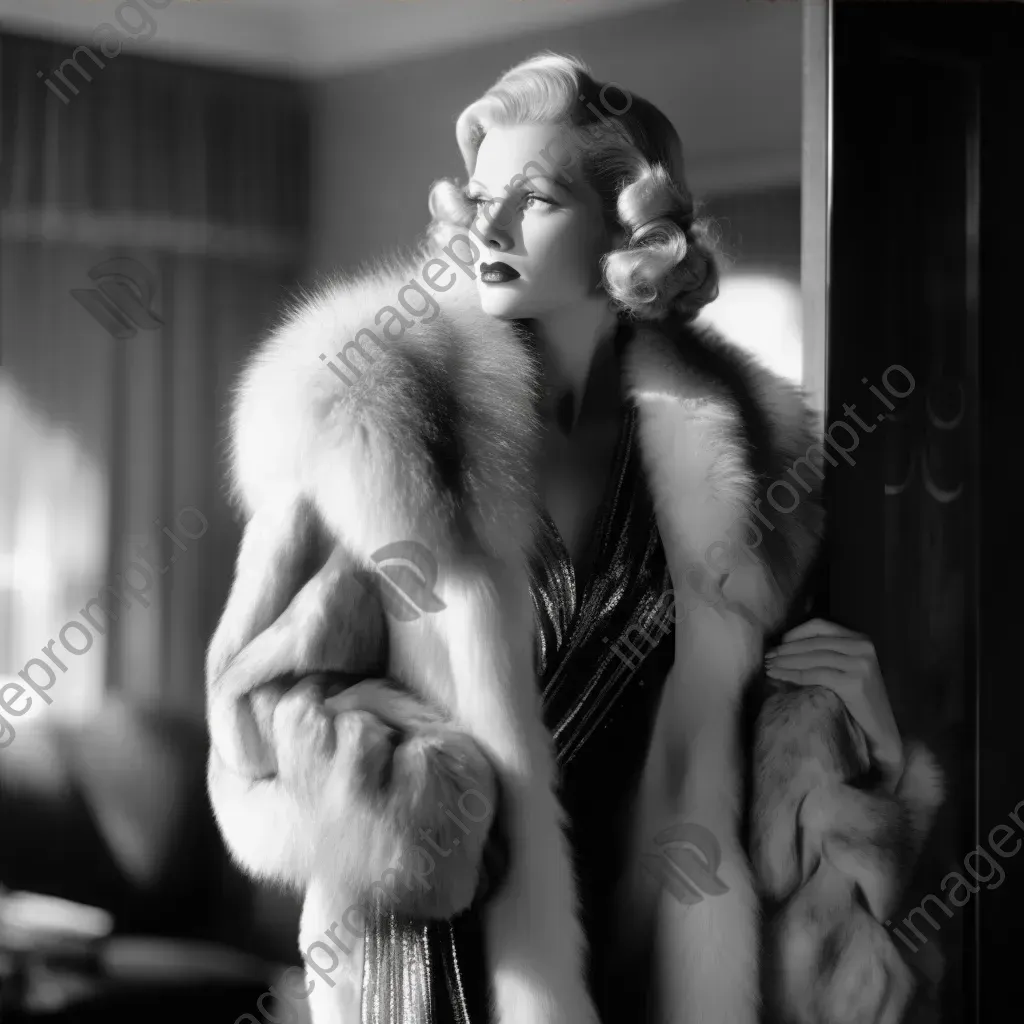 1930s hollywood fashion silk gowns and fur stoles - Image 4