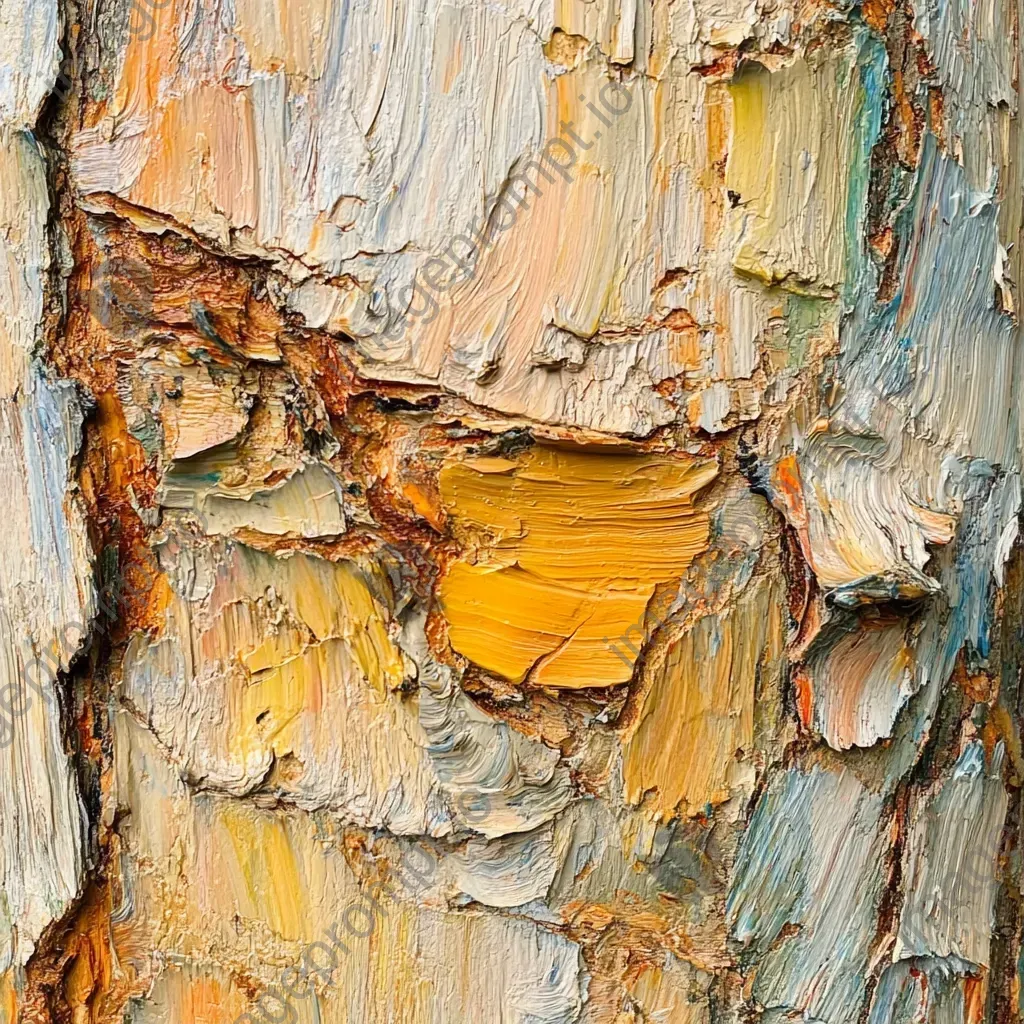 Detailed depiction of wood grain pattern using palette knife technique influenced by Paul Cézanne - Image 1