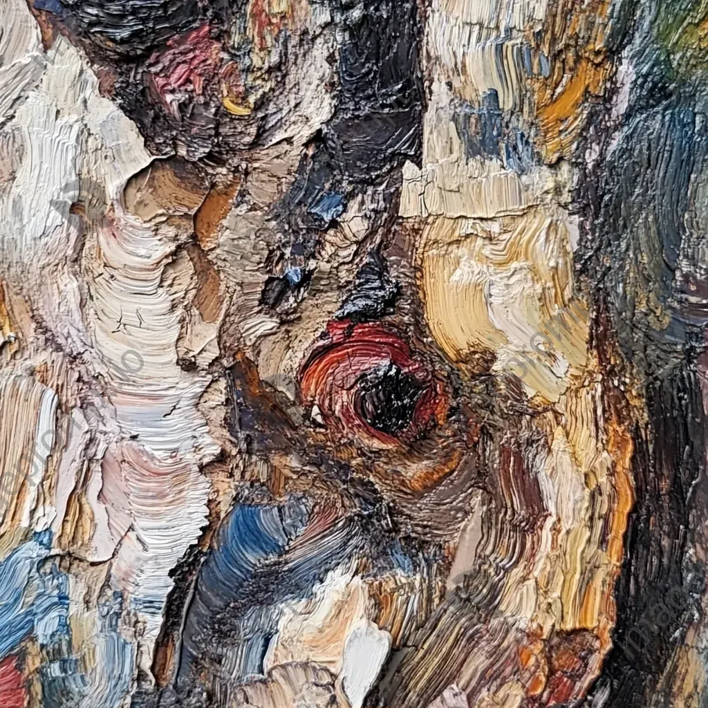 Detailed depiction of wood grain pattern using palette knife technique influenced by Paul Cézanne - Image 2