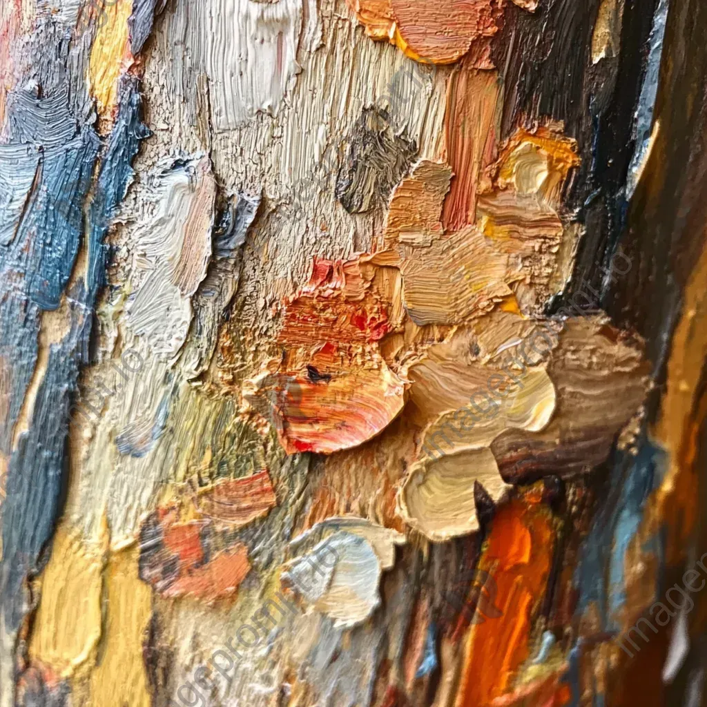 Detailed depiction of wood grain pattern using palette knife technique influenced by Paul Cézanne - Image 4