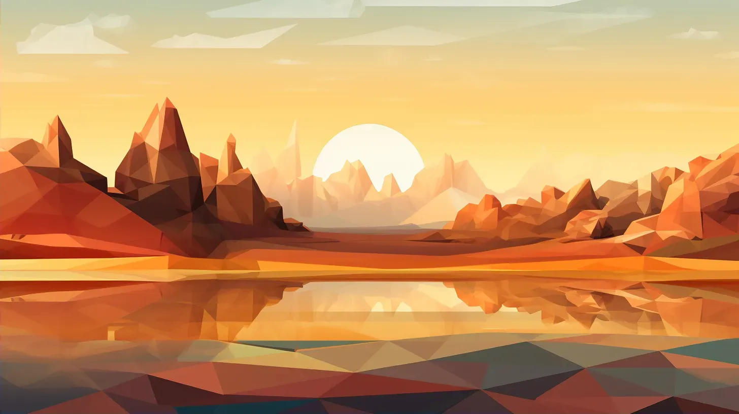 Hallucinatory low poly desert scene with warm, earthy color gradients - Image 2