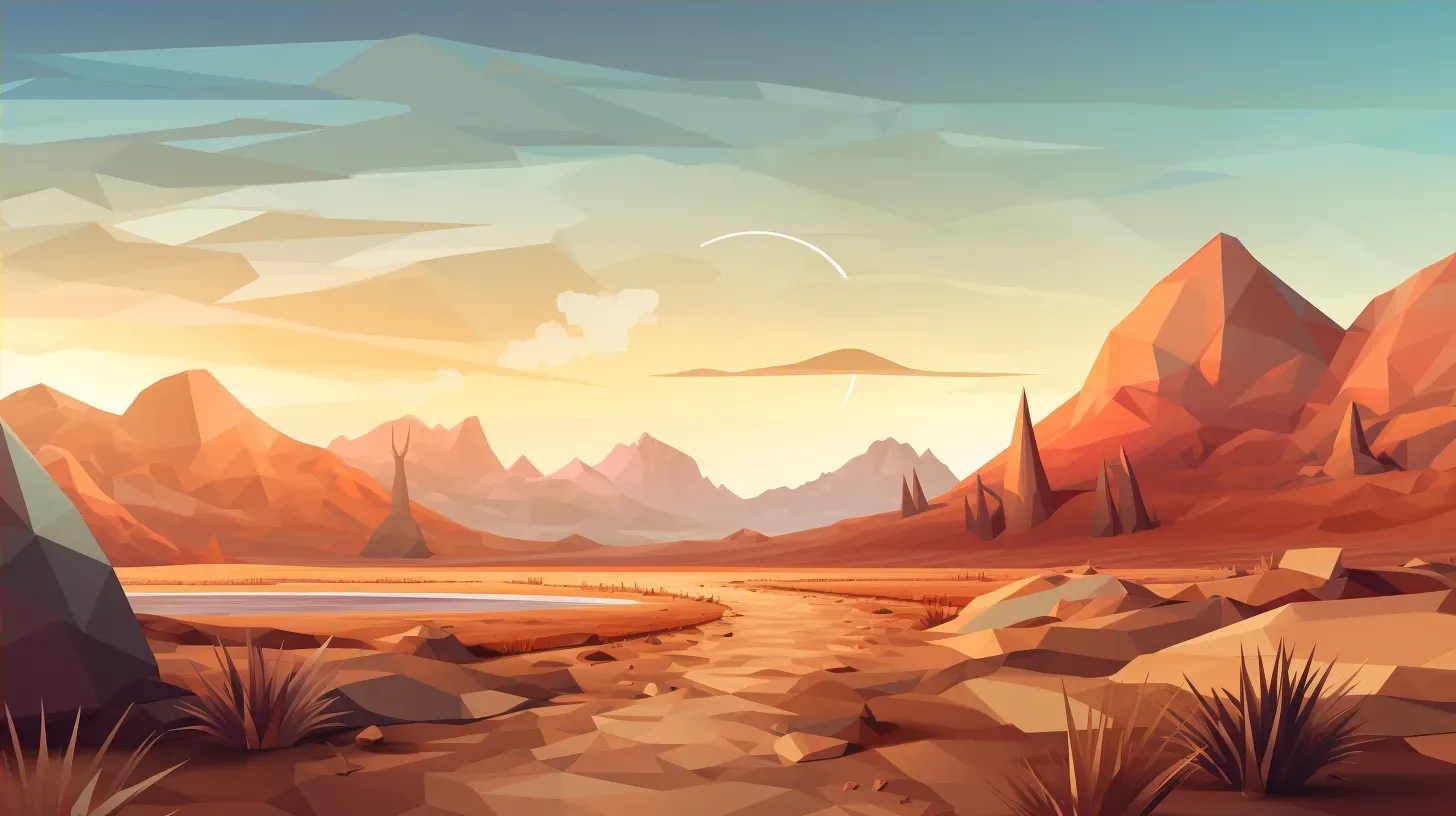 Hallucinatory low poly desert scene with warm, earthy color gradients - Image 4