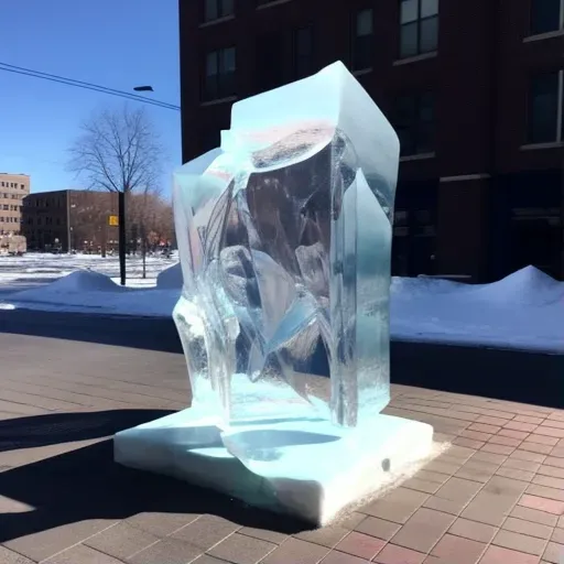 Melting ice sculptures representing nature