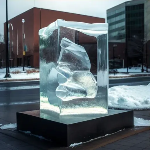 Melting ice sculptures representing nature