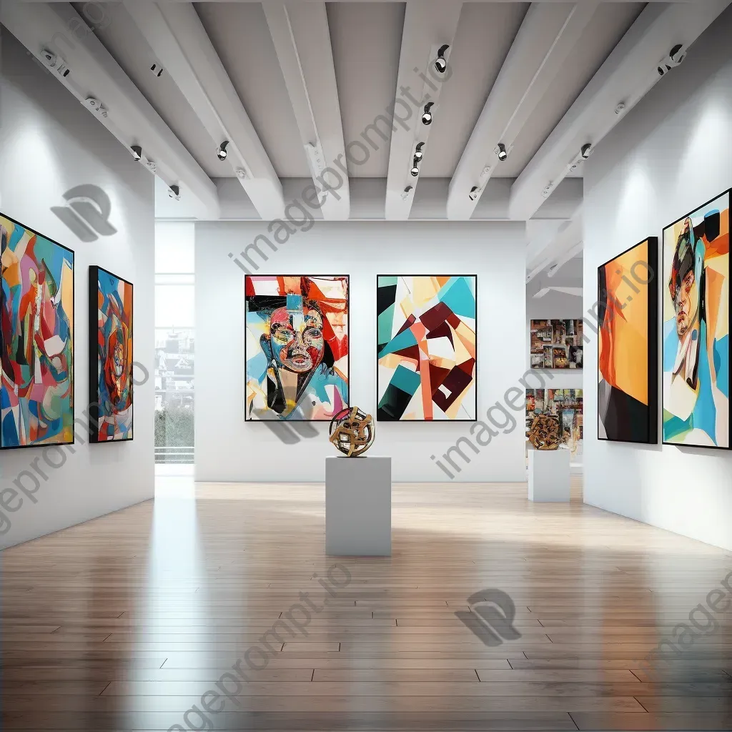 Modern art gallery interior with abstract paintings on Canon EOS R6 - Image 2