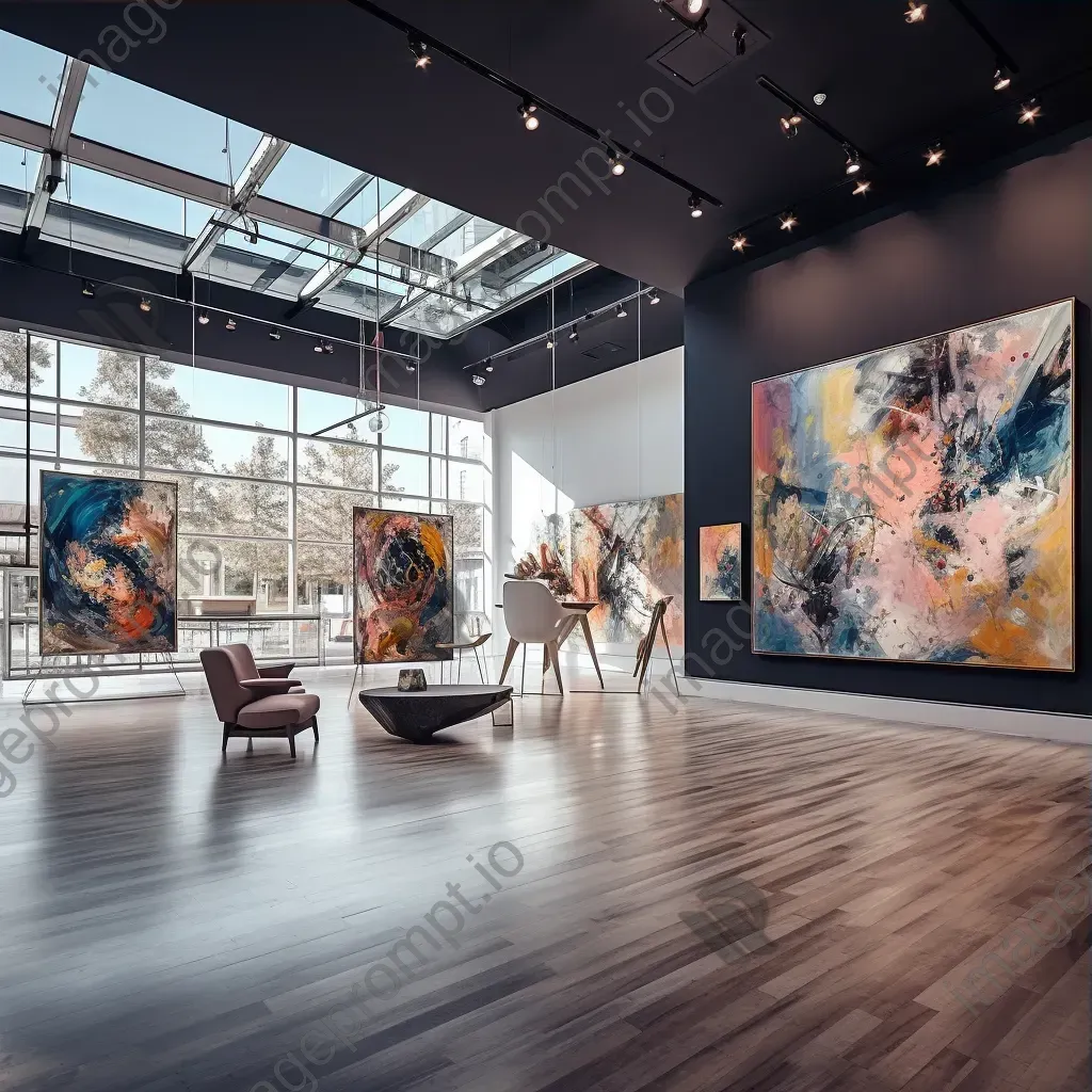 Modern art gallery interior with abstract paintings on Canon EOS R6 - Image 3