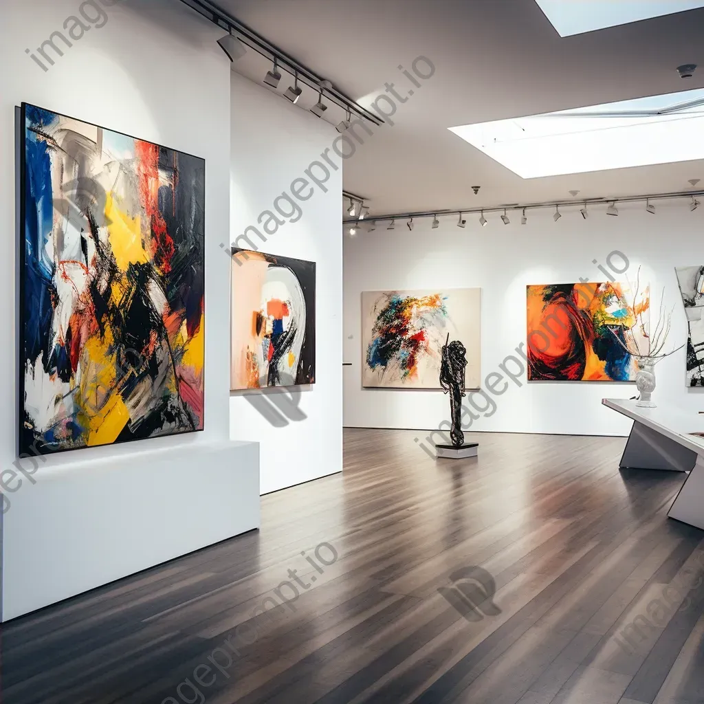 Modern art gallery interior with abstract paintings on Canon EOS R6 - Image 4