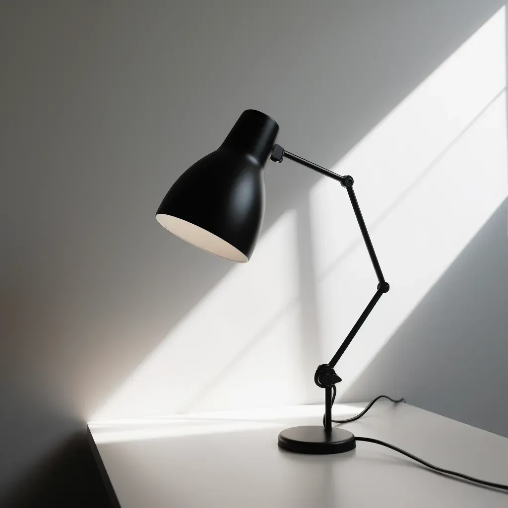 Minimalist Desk with Black Lamp