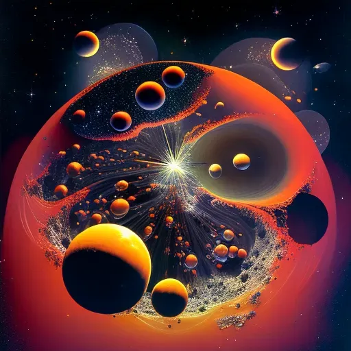 Illustration of alien planet with nebulae and asteroid belts - Image 4