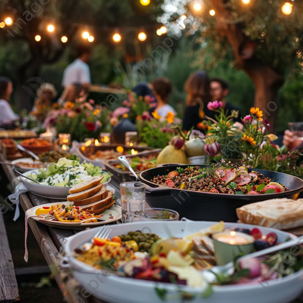 A table set for a summer gathering featuring plant-based dishes. - Image 2