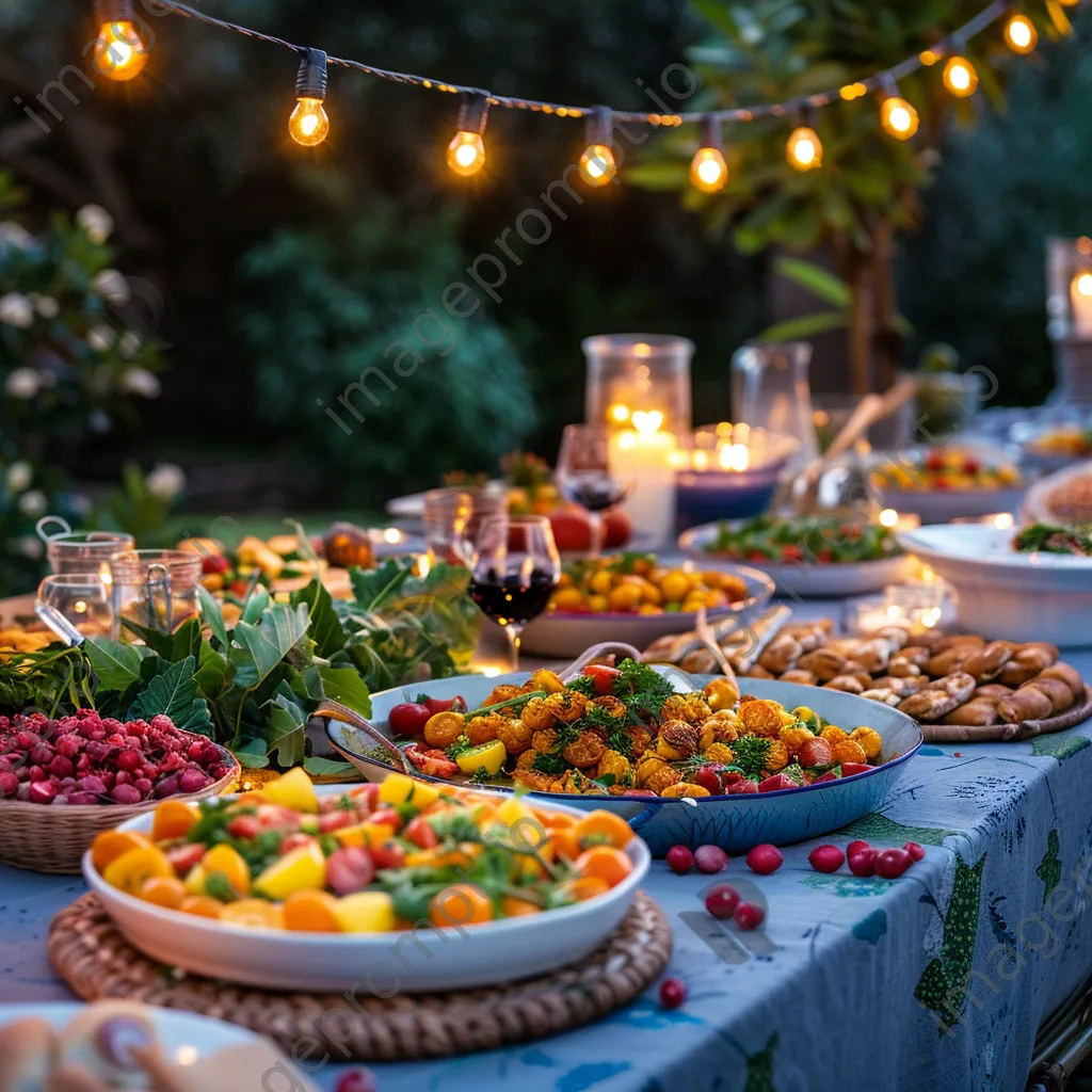 A table set for a summer gathering featuring plant-based dishes. - Image 3