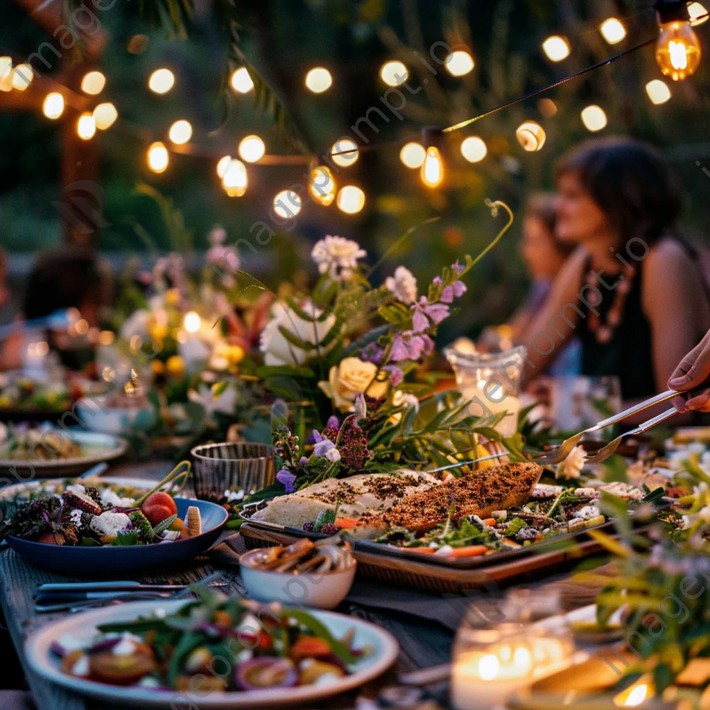 A table set for a summer gathering featuring plant-based dishes. - Image 4