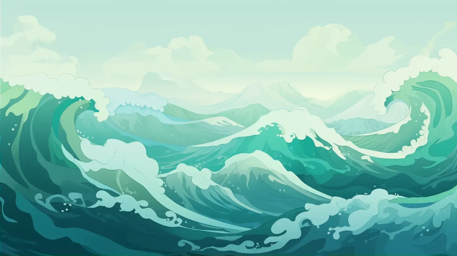 Abstract low poly rendering of ocean waves in a sea-green gradient - Image 2