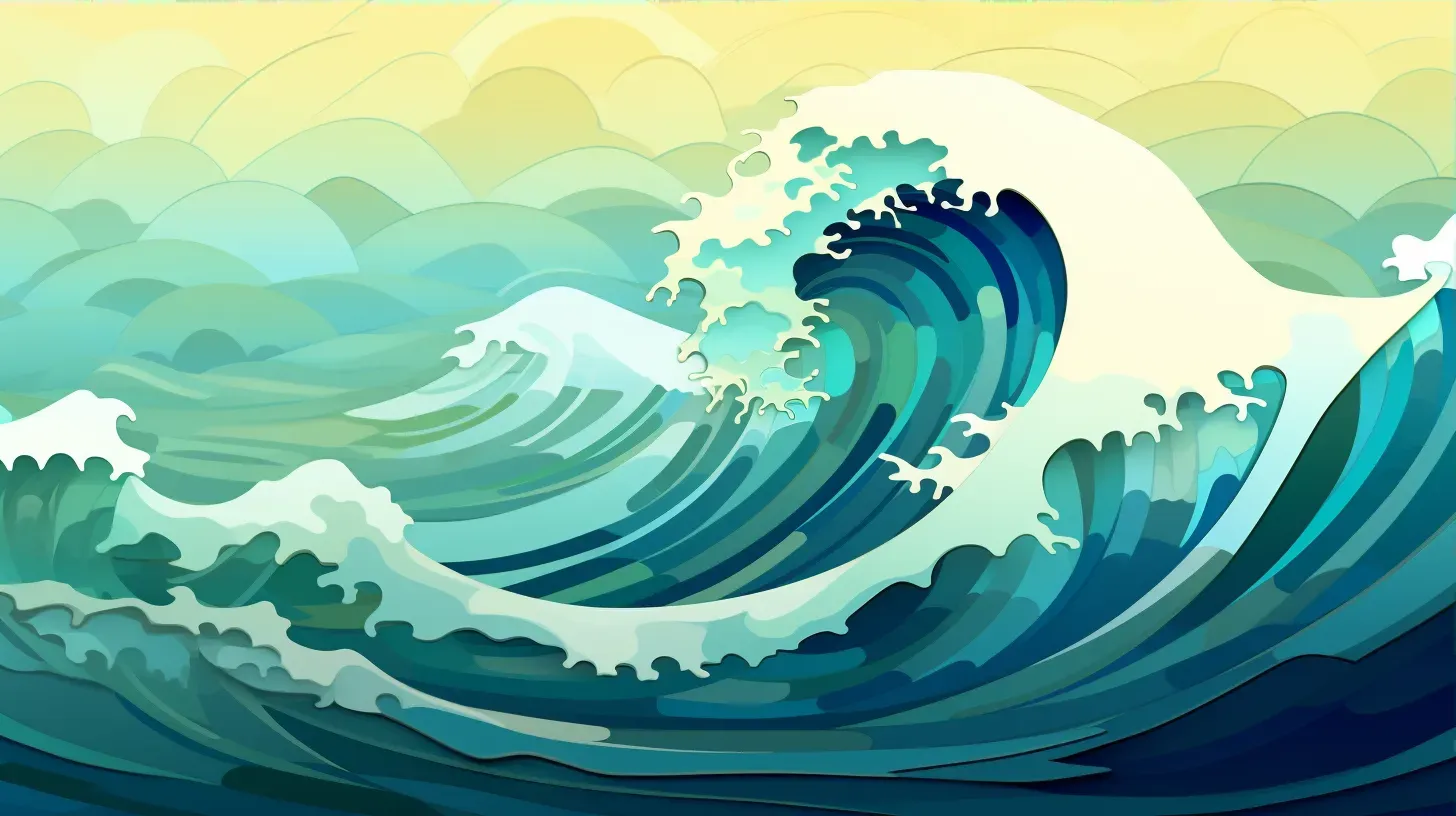 Abstract low poly rendering of ocean waves in a sea-green gradient - Image 3