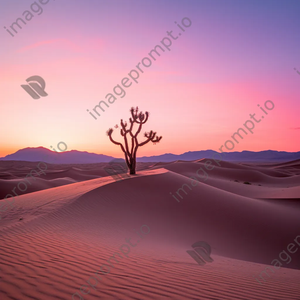 Cactus silhouetted against desert dunes at dusk - Image 2