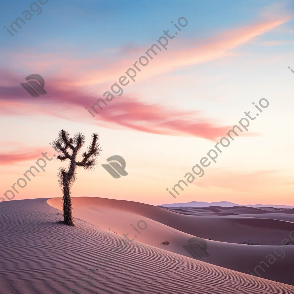 Cactus silhouetted against desert dunes at dusk - Image 3