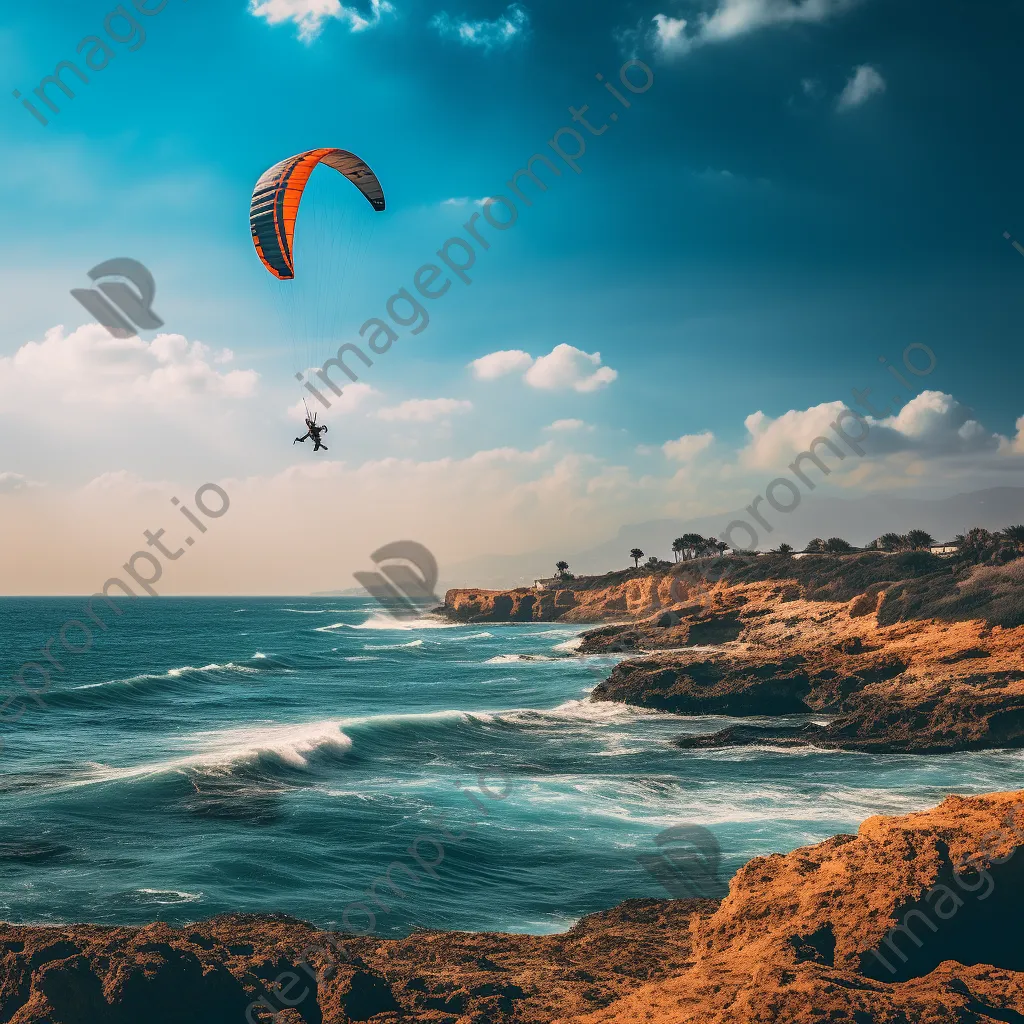 Kite surfer gliding over blue ocean - Image 3