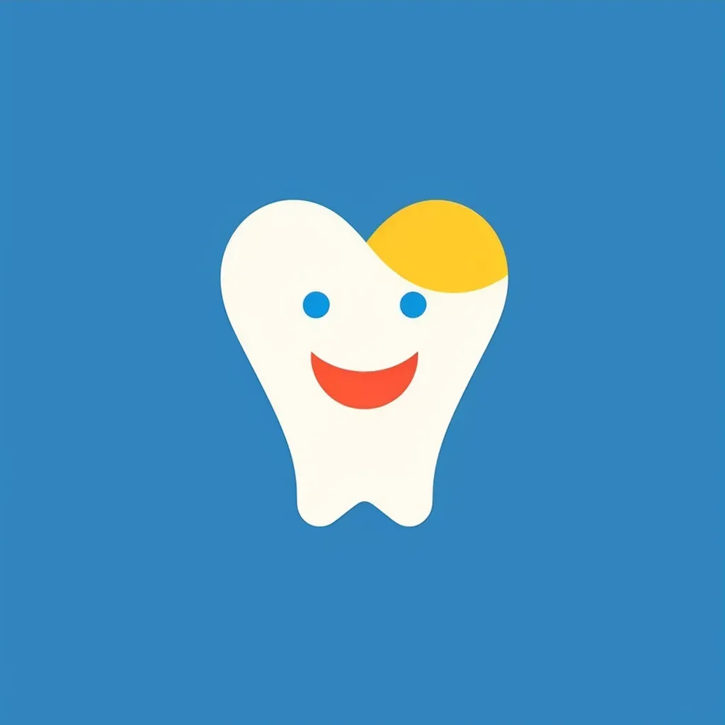 Playful and colorful tooth icon dental practice logo in yellow and blue colors - Image 3