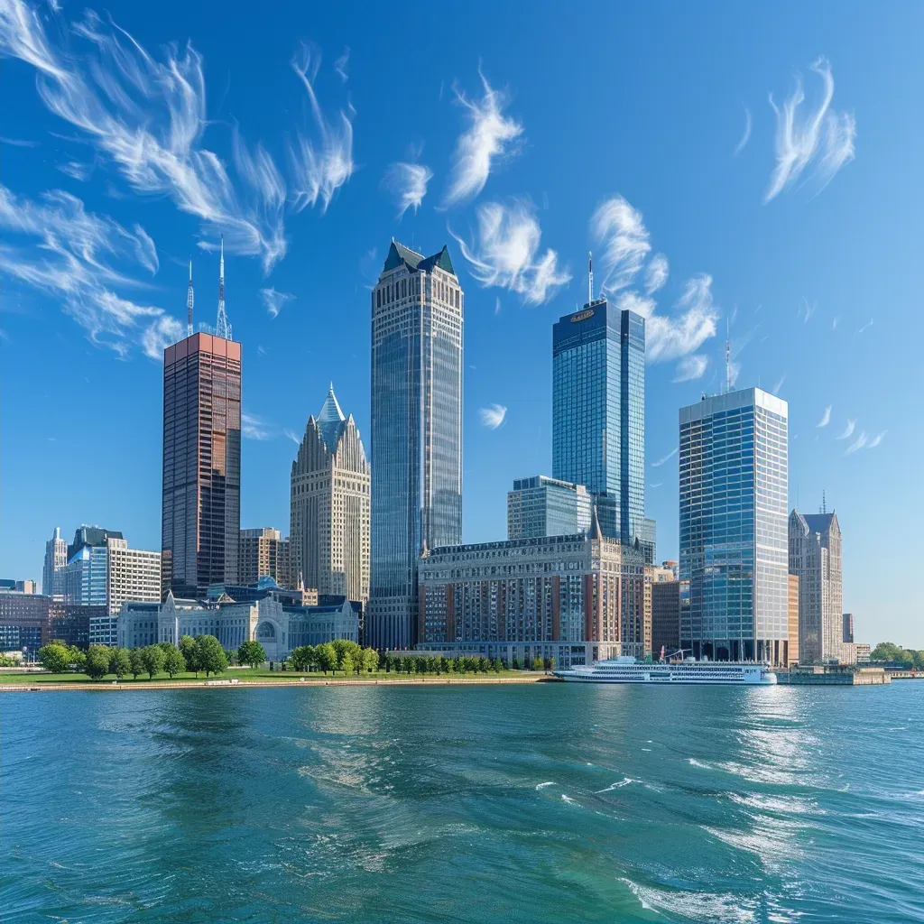 Detroit skyline river - Image 2