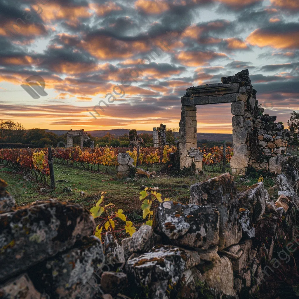 Historic vineyard estate ruins at sunset - Image 4