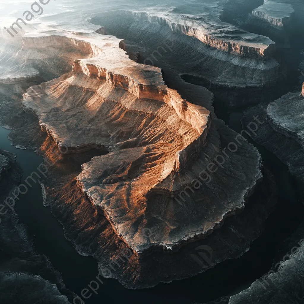 Aerial view of layered canyon formations - Image 2