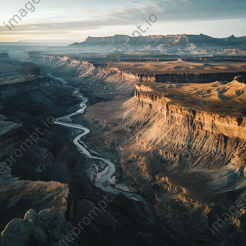 Aerial view of layered canyon formations - Image 4