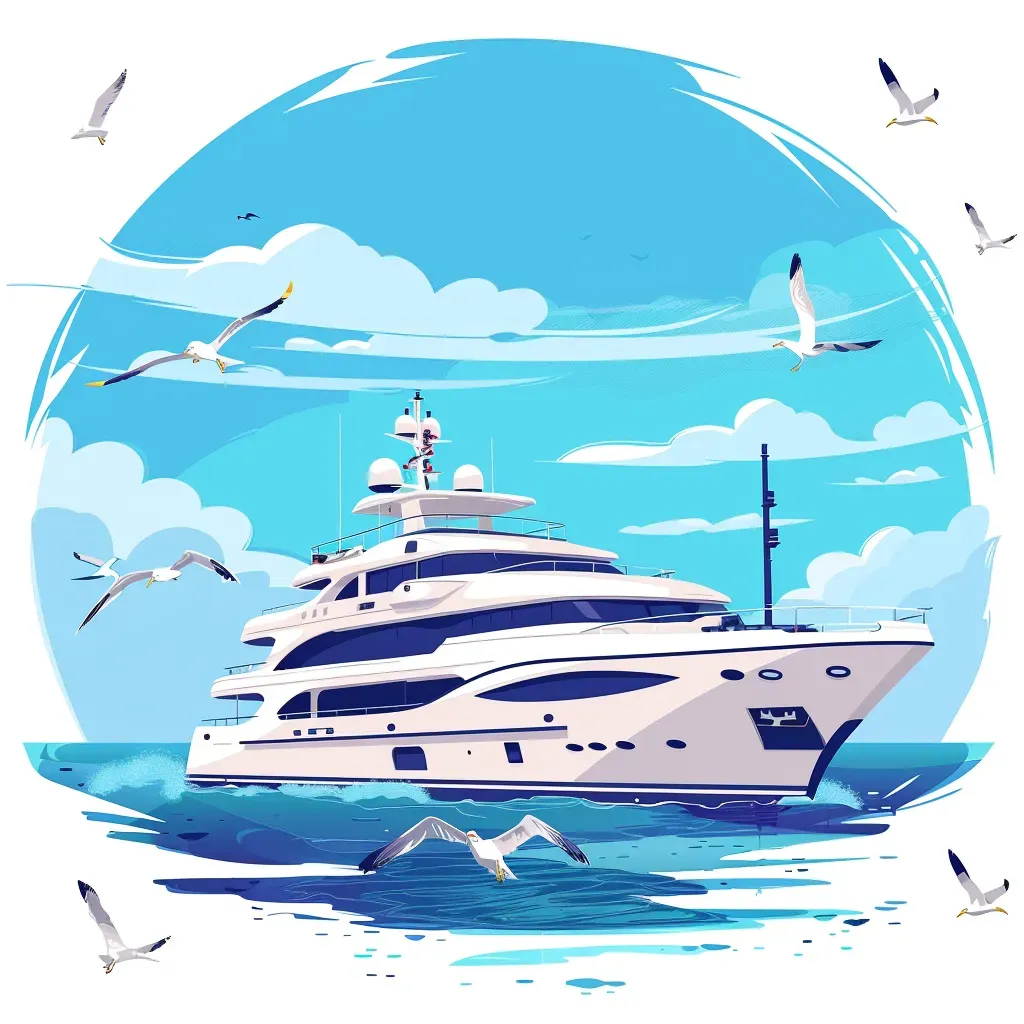 Yacht Charter Logo with Luxury Yachts on Crystal Blue Waters