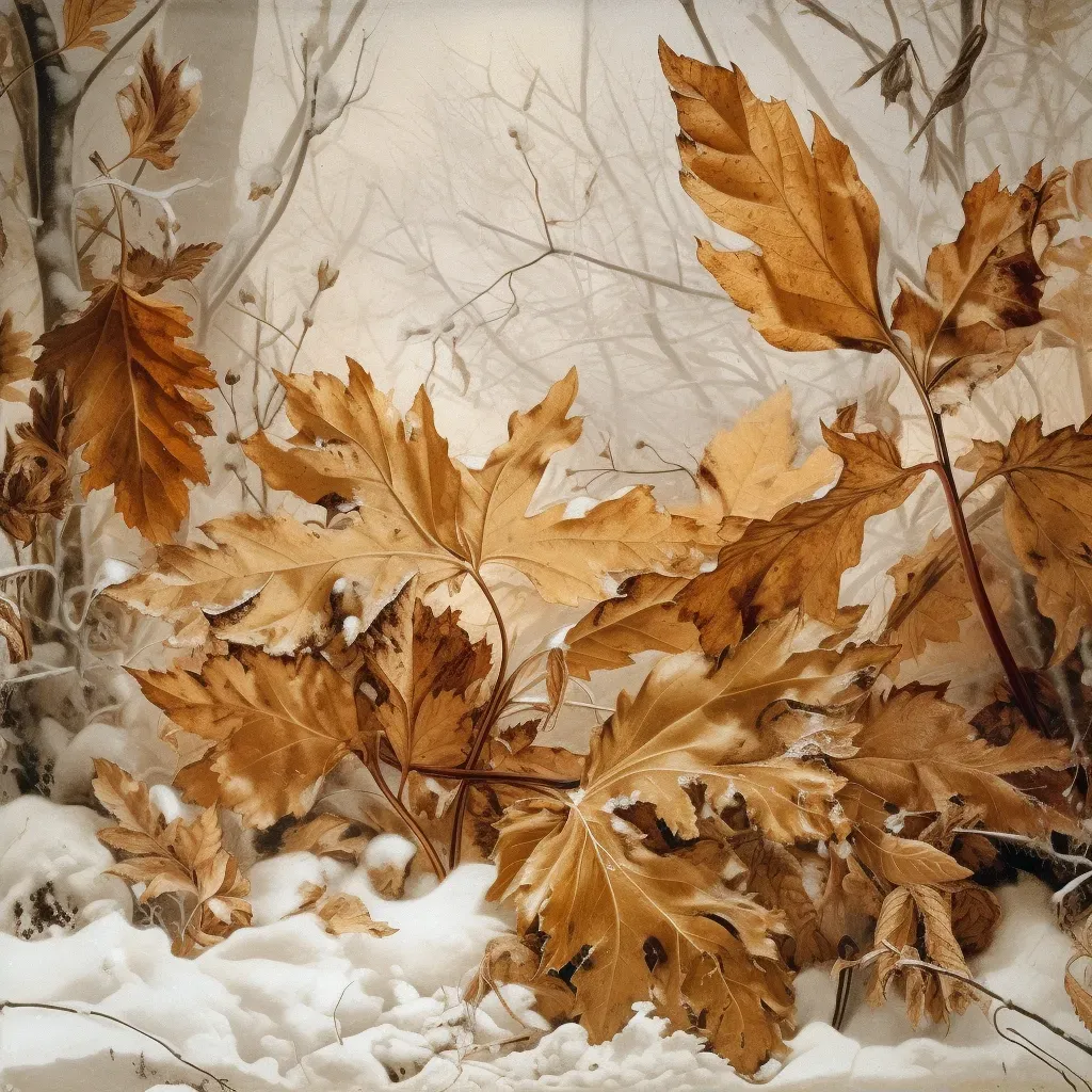 Frozen frost patterns on leaves - Image 2