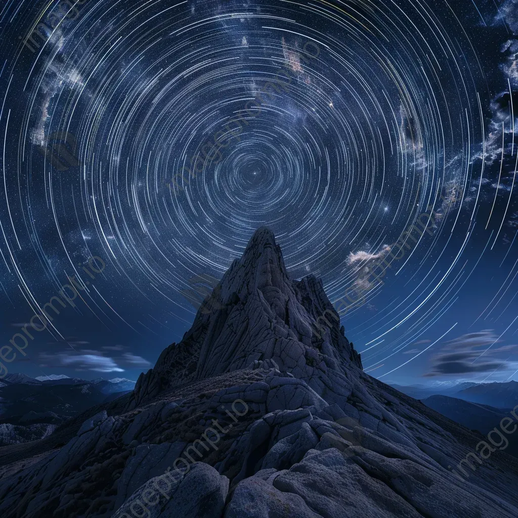 Star trails painting a celestial canvas above a mystical mountain peak - Image 2