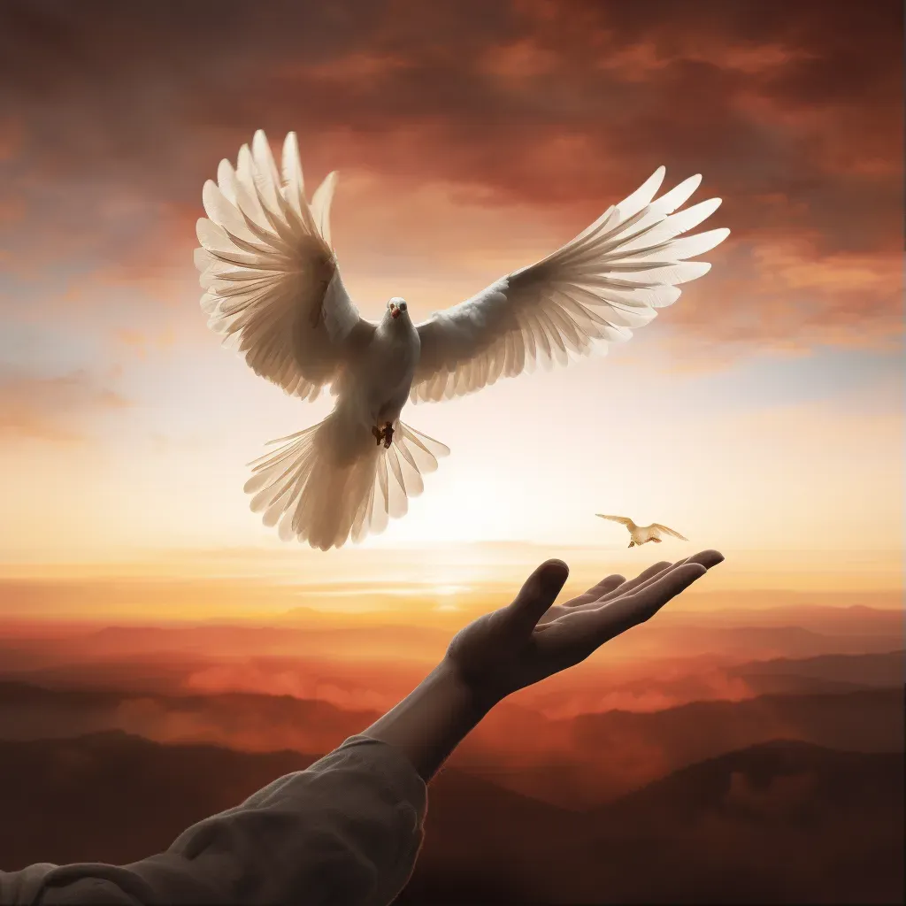 Bird flying out of an open hand symbolizing liberation - Image 1