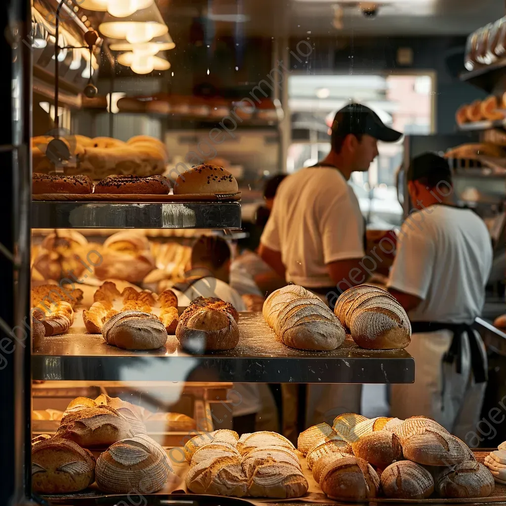 Artisans crafting bread and pastries in a busy local bakery - Image 1