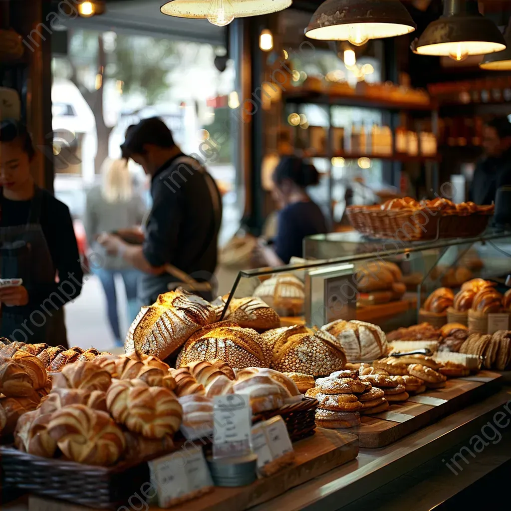 Artisans crafting bread and pastries in a busy local bakery - Image 4