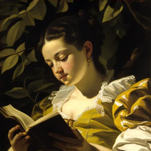 Young Girl Reading Book under Tree in Sunlight - Image Generated - Image 4