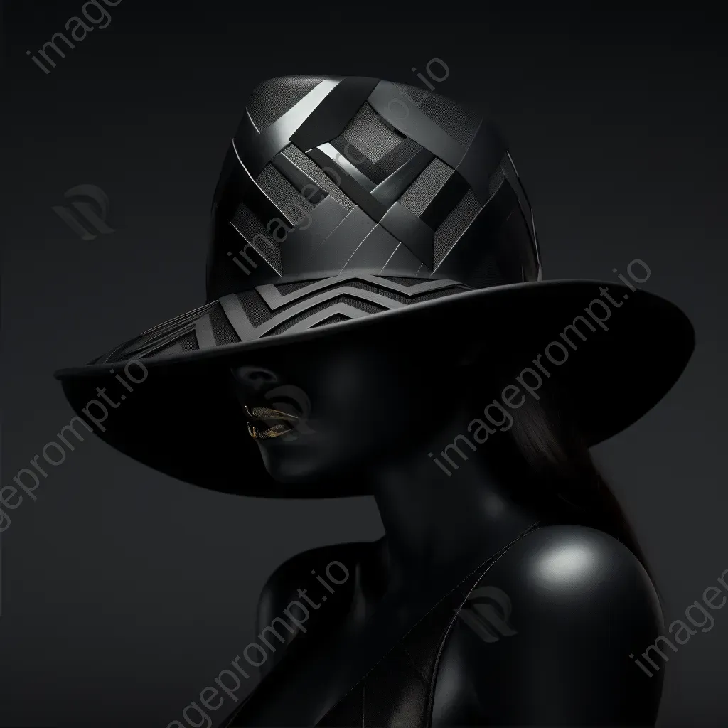 Low poly, wide brim fedora hat featuring art deco patterns - Image 2