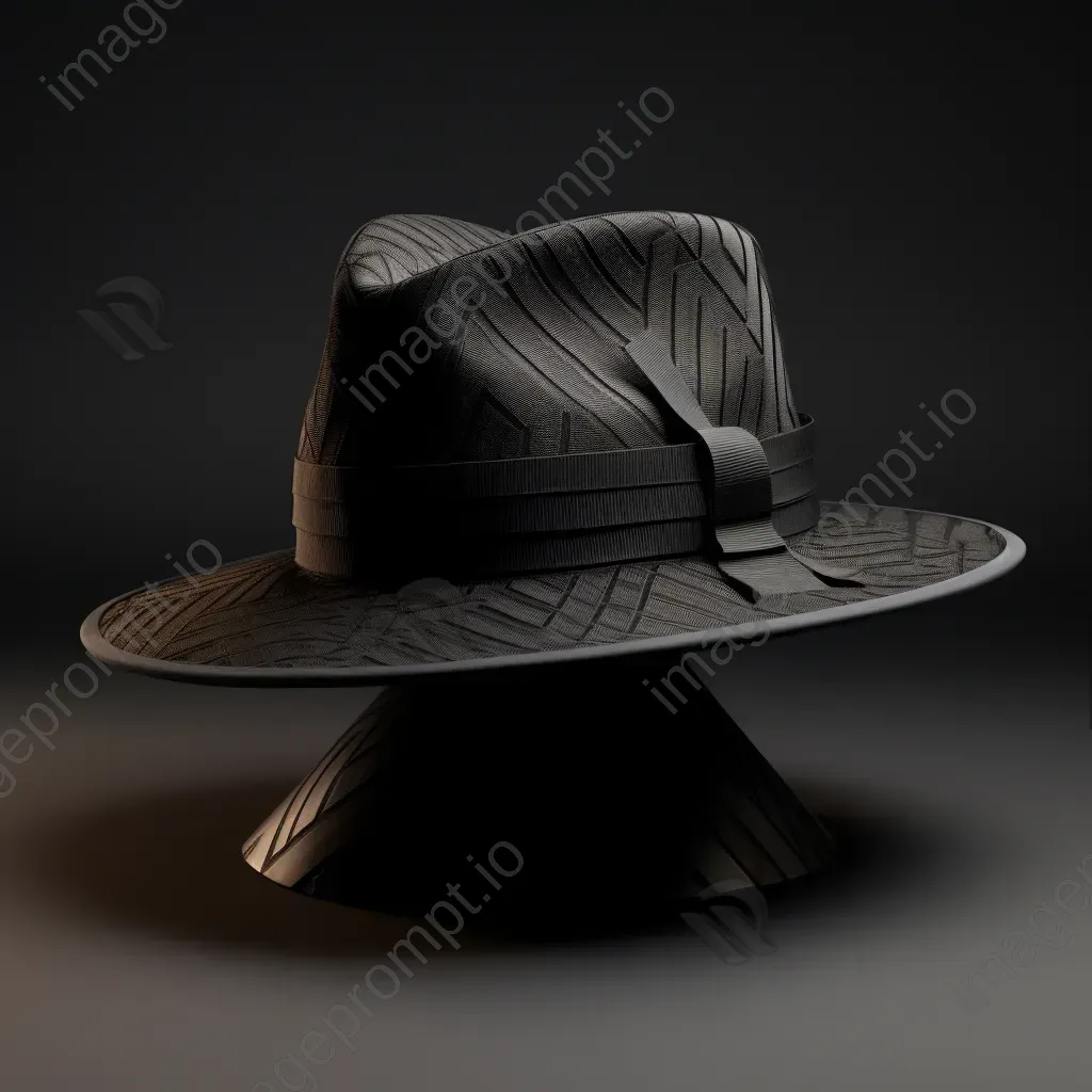 Low poly, wide brim fedora hat featuring art deco patterns - Image 3